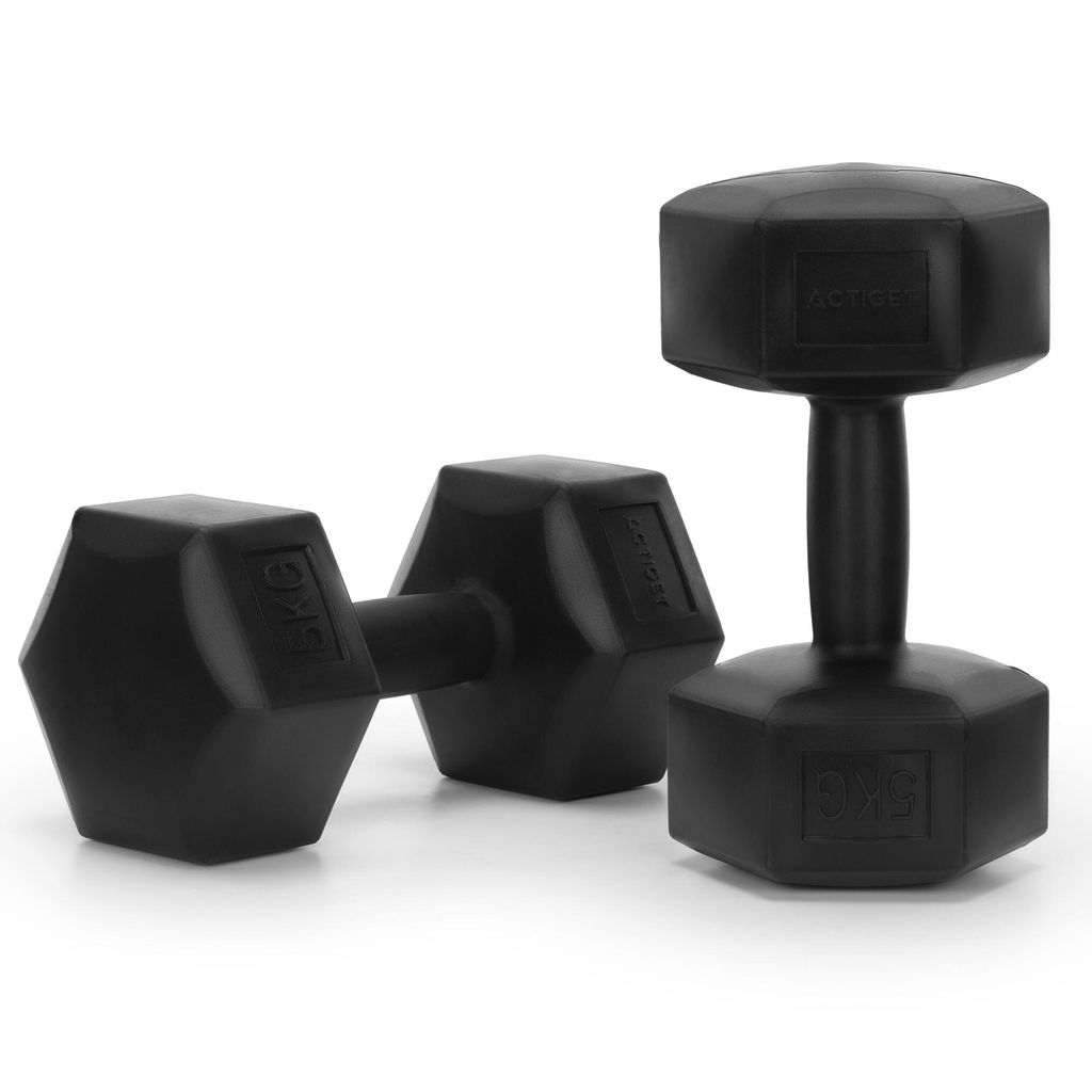 ACTIGET Hanteln 2x 5 kg Set, Hantelset 10 kg für Krafttraining, Fitness & Home Gym, Kurzhanteln - Schwarz