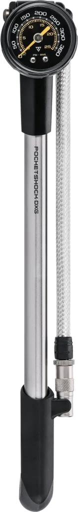 Topeak Pocketshock DXG XL avec Tuyau Inox et Valve Anti-Perte d'Air
