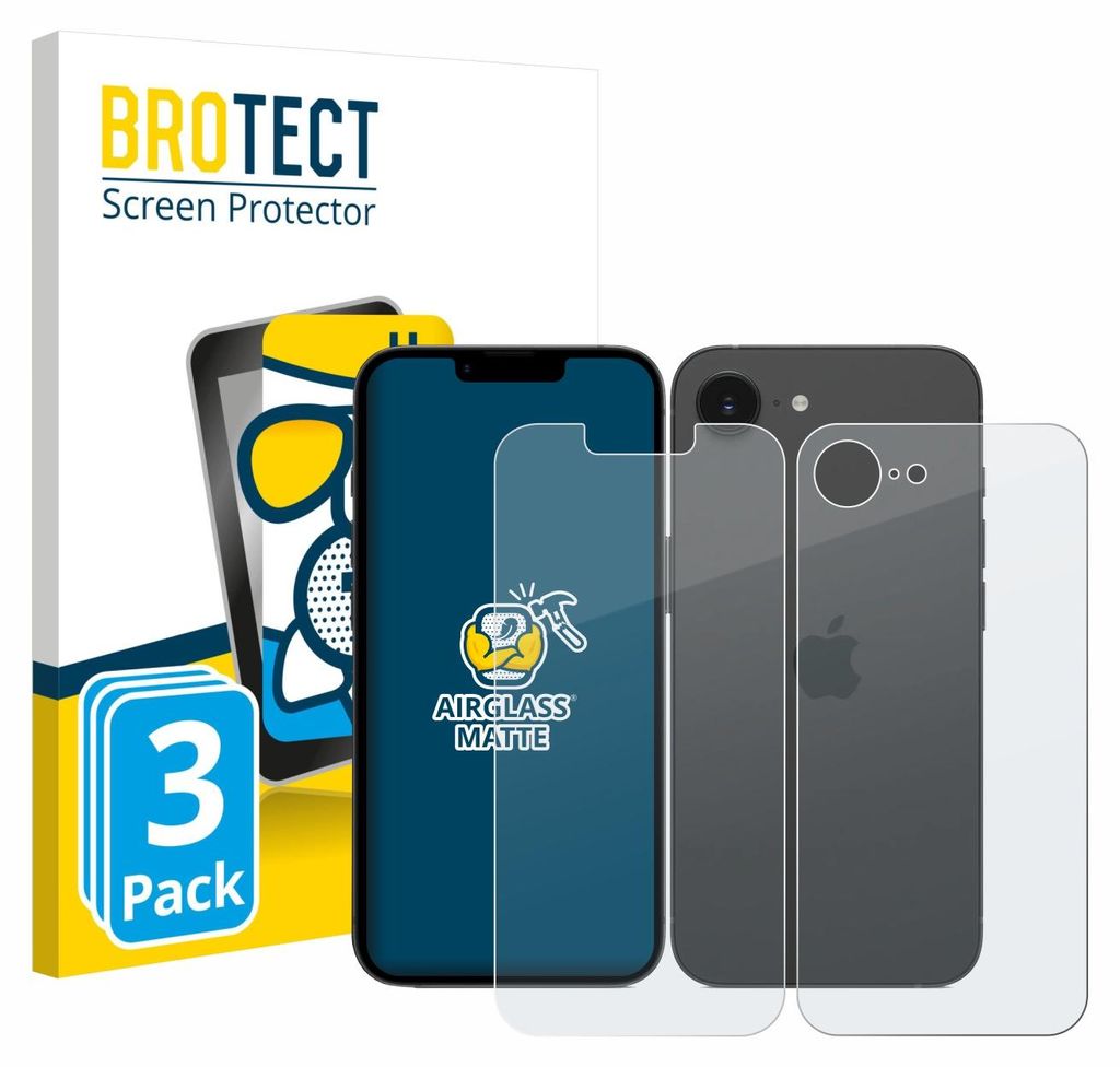 3x BROTECT Entspiegelungs Schutzglas für Apple iPhone 17e (Display+Rückseite) Schutzfolie Panzer Folie Glas Display Schutz matt