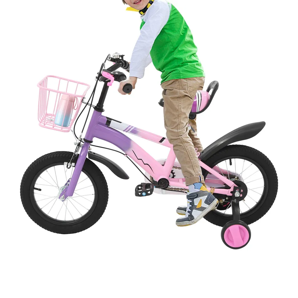Vélo enfant violet 14 pouces avec stabilisateurs et cadre robuste - 2