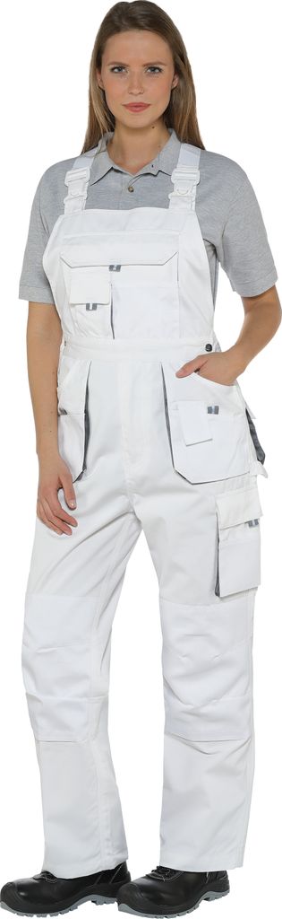 Arbeitshose Latzhose weiß/grau Größe 42