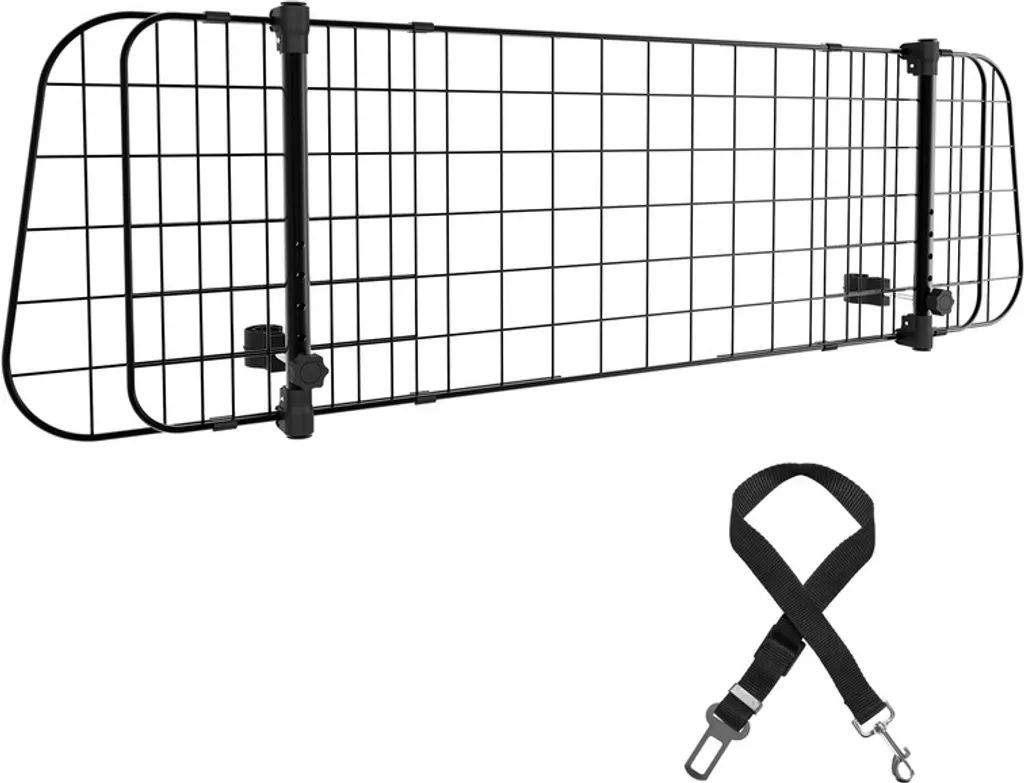 Barriera Divisoria Yakimz per Animali Auto - Regolabile 90-145cm Nero