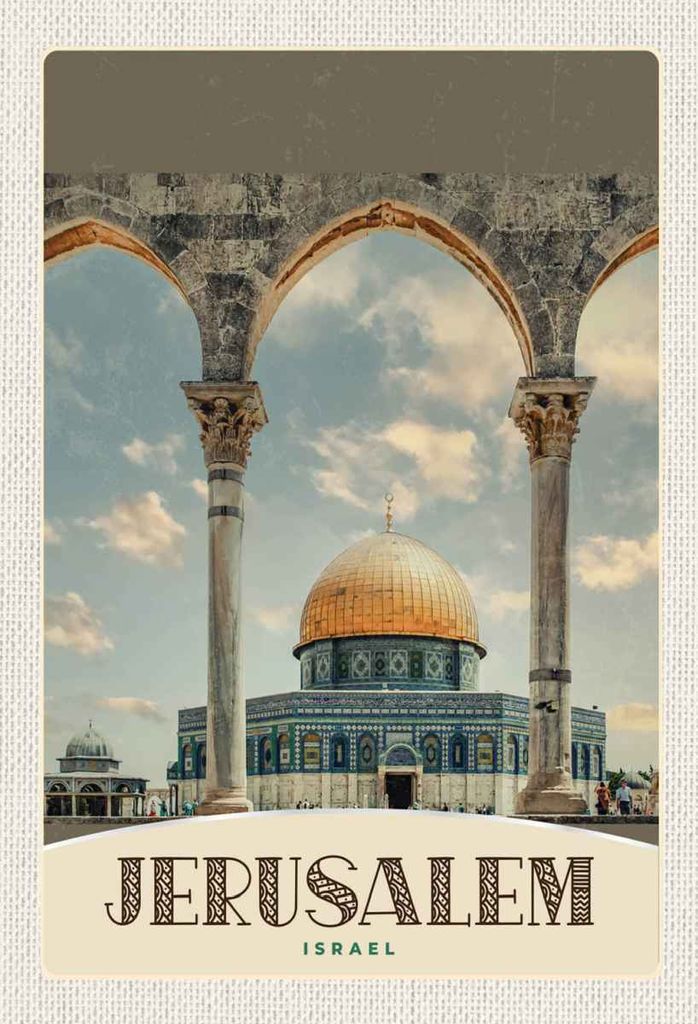 vianmo Holzschild 30x20 cm Jerusalem Israel Tempel Bildmotiv Reisemotiv Abenteuer Reisen