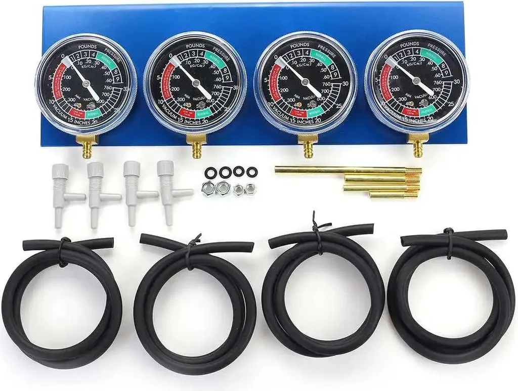 Synchroniseur de carburateur moto 4 cylindres - Kit manomètre à vide bleu