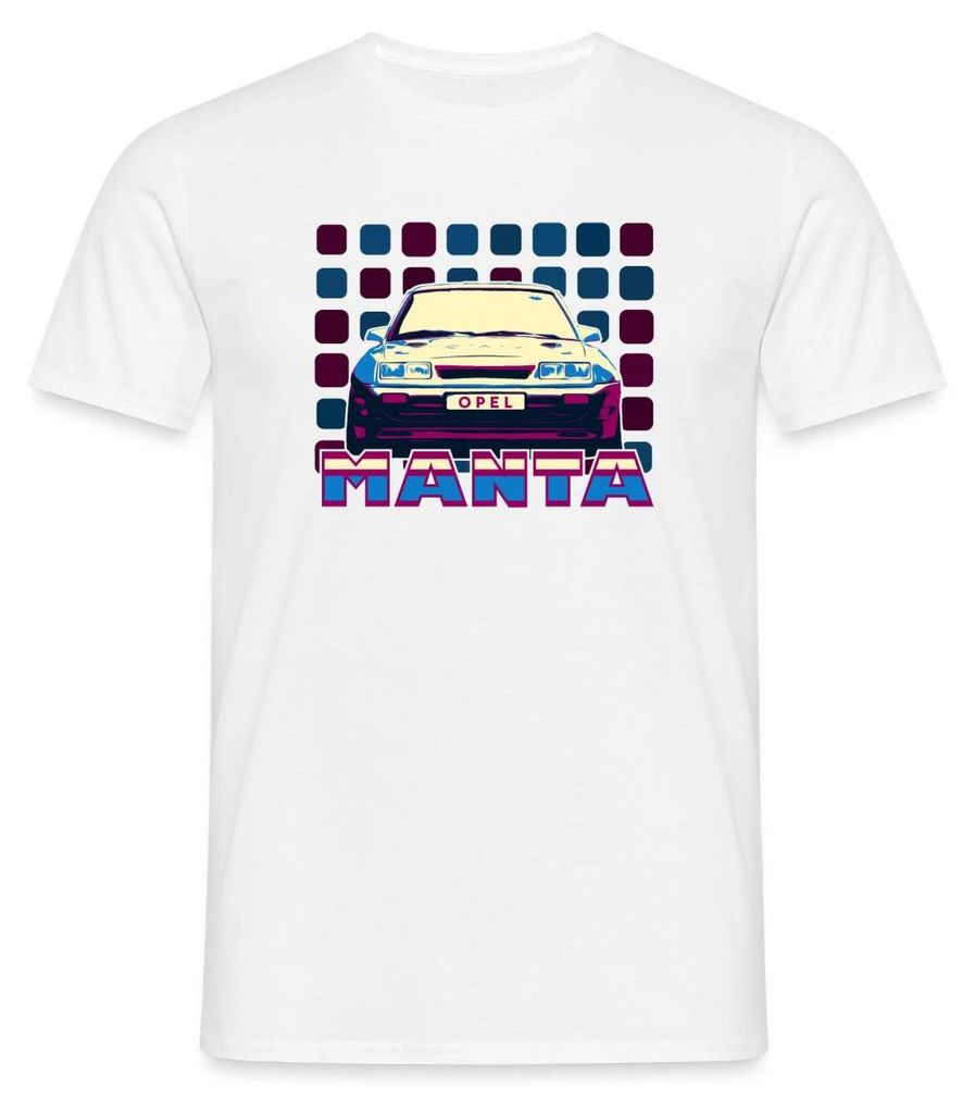 Spreadshirt Opel Manta Frontsicht Cooles 80er Design Männer T-Shirt, 4XL, Weiß