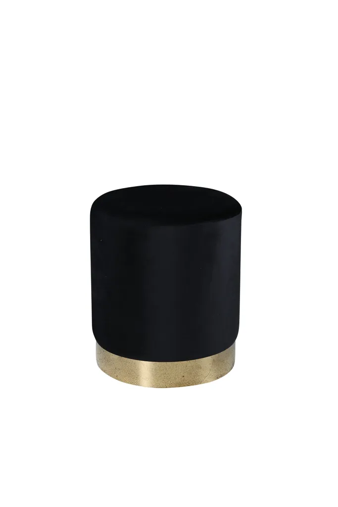 Pouf Benji velours noir : gagnez de la place avec style et laiton