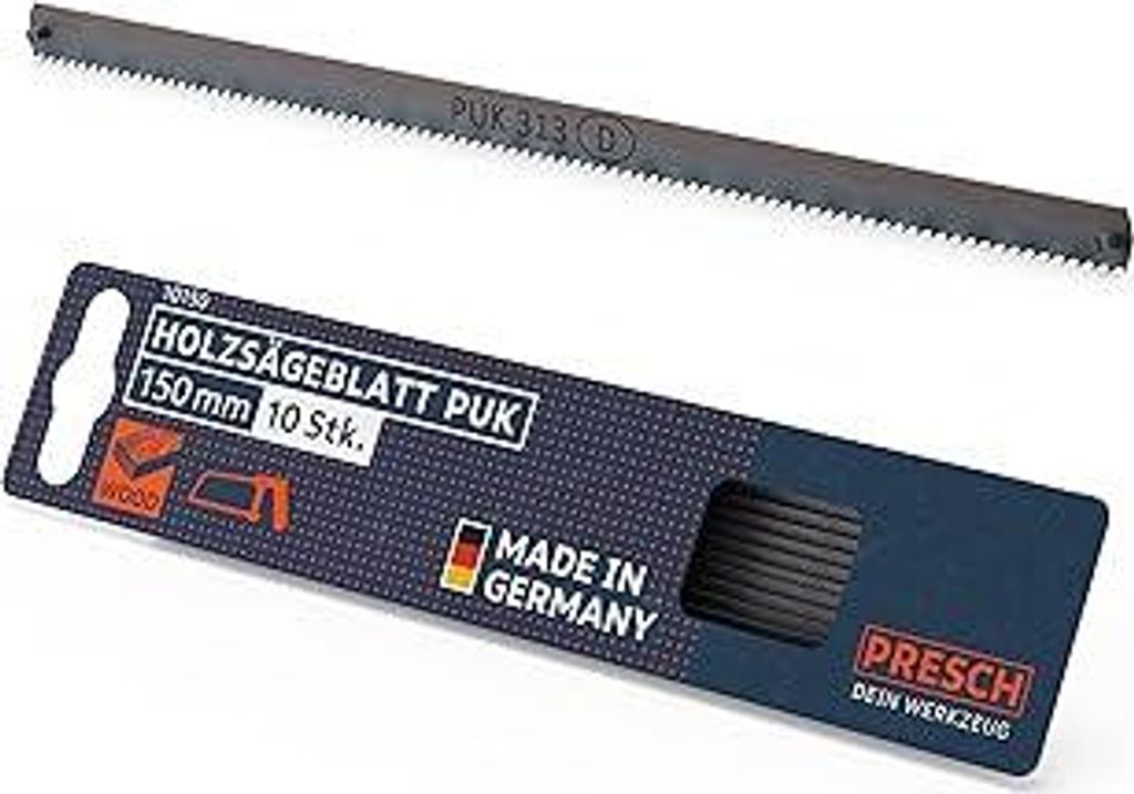 Presch Holzsägeblatt Set PUK 150mm 10 Stk. - Original PUK Sägeblätter für Handsägen - Bügelsägeblatt Holz 150mm für Weich-, Hart- und Profi...
