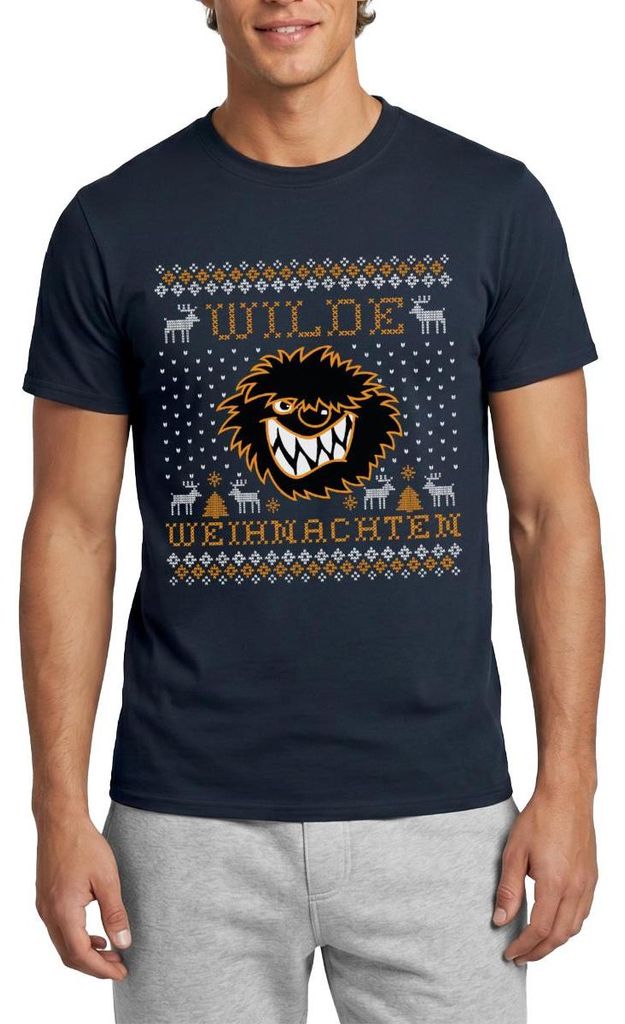Spreadshirt Die Wilden Kerle Wilde Weihnachten Ugly Christmas Männer T-Shirt, M, Navy