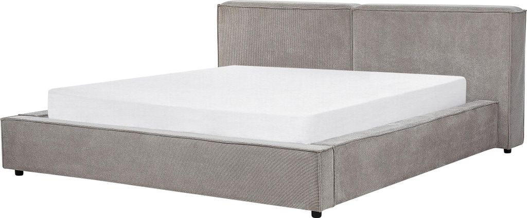 BELIANI Wasserbett Grau Stoff mit Zubehör Matratze 180x200 cm Hohes Gestepptes Kopfteil Retro Design Doppelbett Ehebett Schlafzimmer Ausstattung M...