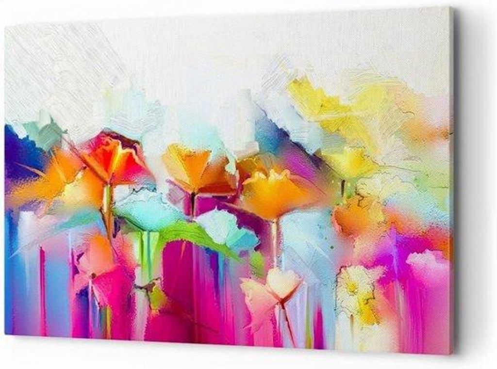 Farbenfroher Kunstdruck für Wände - 3D-Tiefenwirkung durch randbedruckte Details - 100x70cm - Bunte Raumdekoration