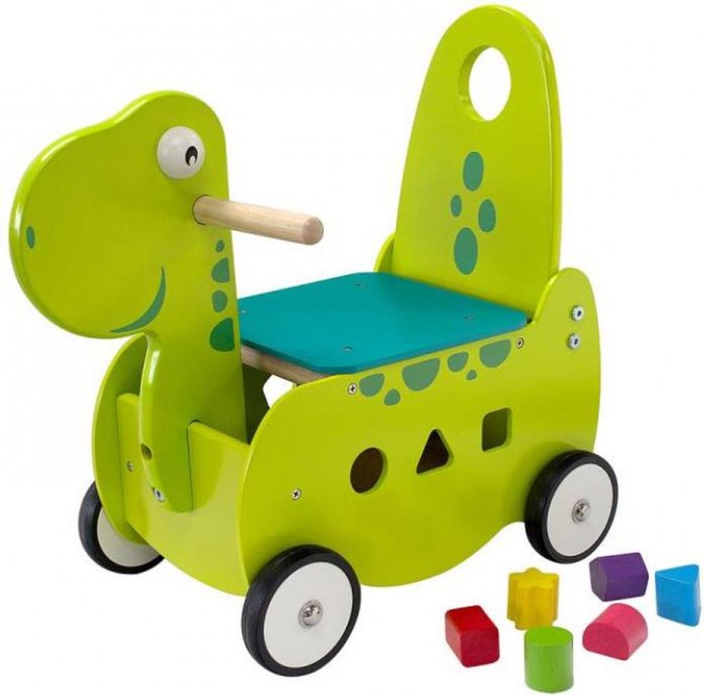 I'm Toy Laufwagen Dino - Holz Schiebewagen mit Formsortierer