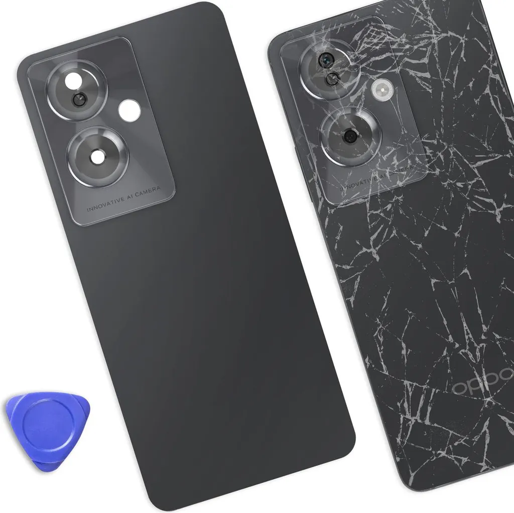 Couvercle batterie Oppo A79 Noir : solution adhésive pour vitre cassée - 4