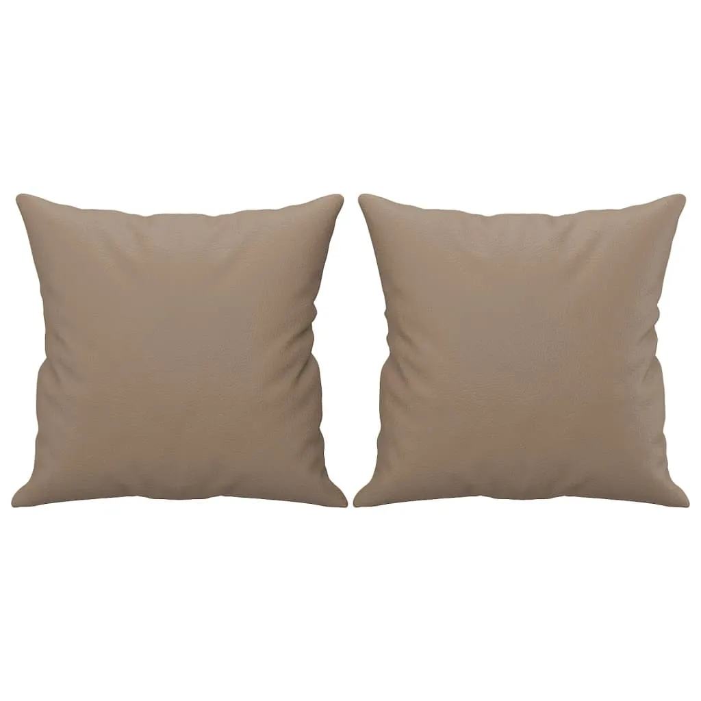Lot de 2 coussins décoratifs 40x40 cm marron cappuccino en similicuir