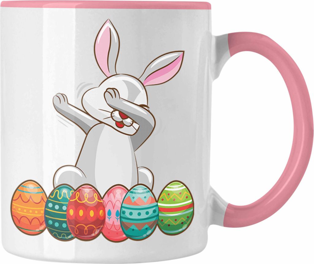Trendation - Tasse Ostern Ostergeschenke Kinder Jugendliche Geschenke Lustige Grafik Osterhase Dab (Rosa)