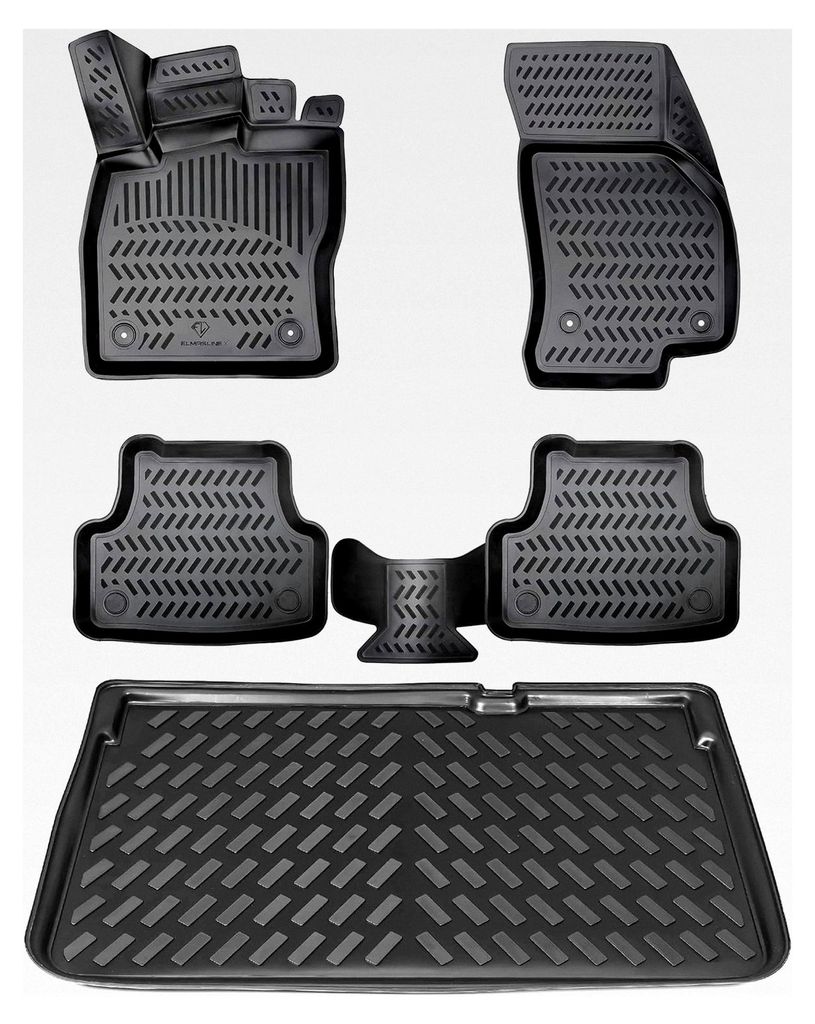 3D Gummimatten- und Kofferraumwanne-Set für Renault CLIO 5 (V) ab 2019 (unterer Ladeboden) | Fußmatten | Kofferraummatte | Zubehör