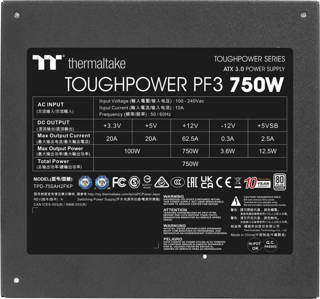 Alimentation 750W Stable et Silencieuse Thermaltake PF3 Platinum ATX - 9