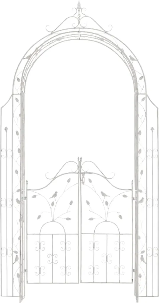 Décoration de jardin romantique avec l'arche Grenada en fer forgé blanc