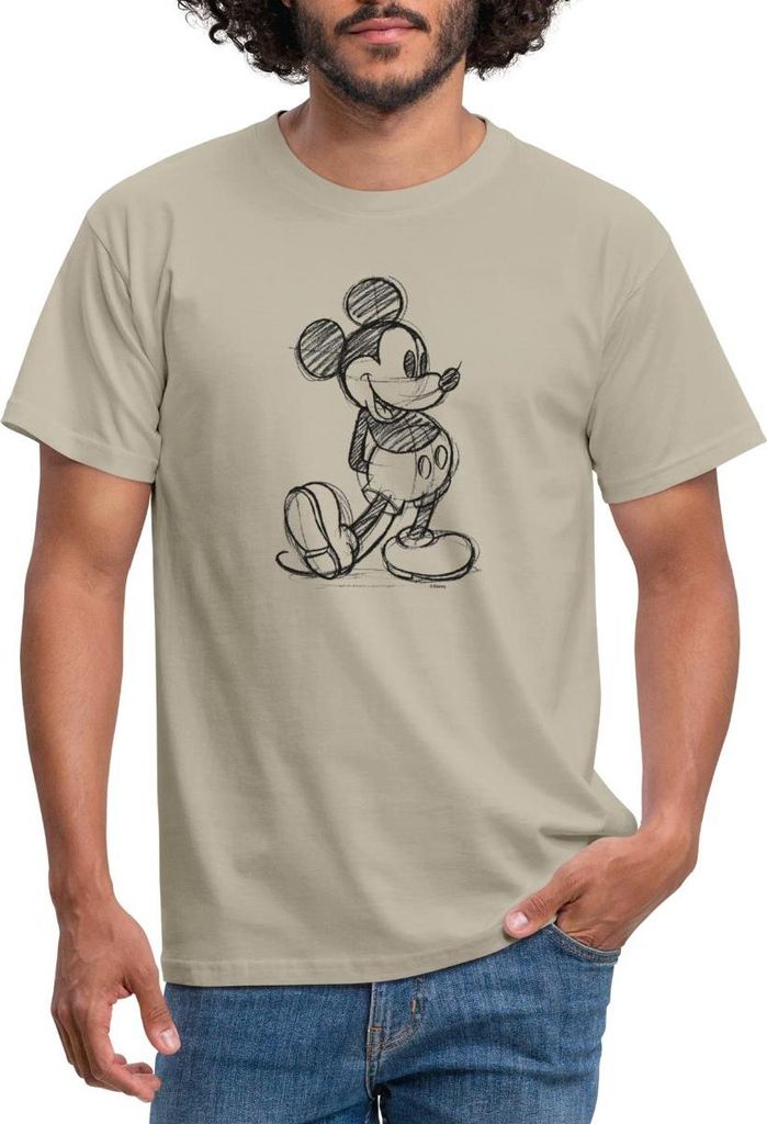 Mickey & Minnie Zeichnung Männer T-Shirt, XL, Sandbeige