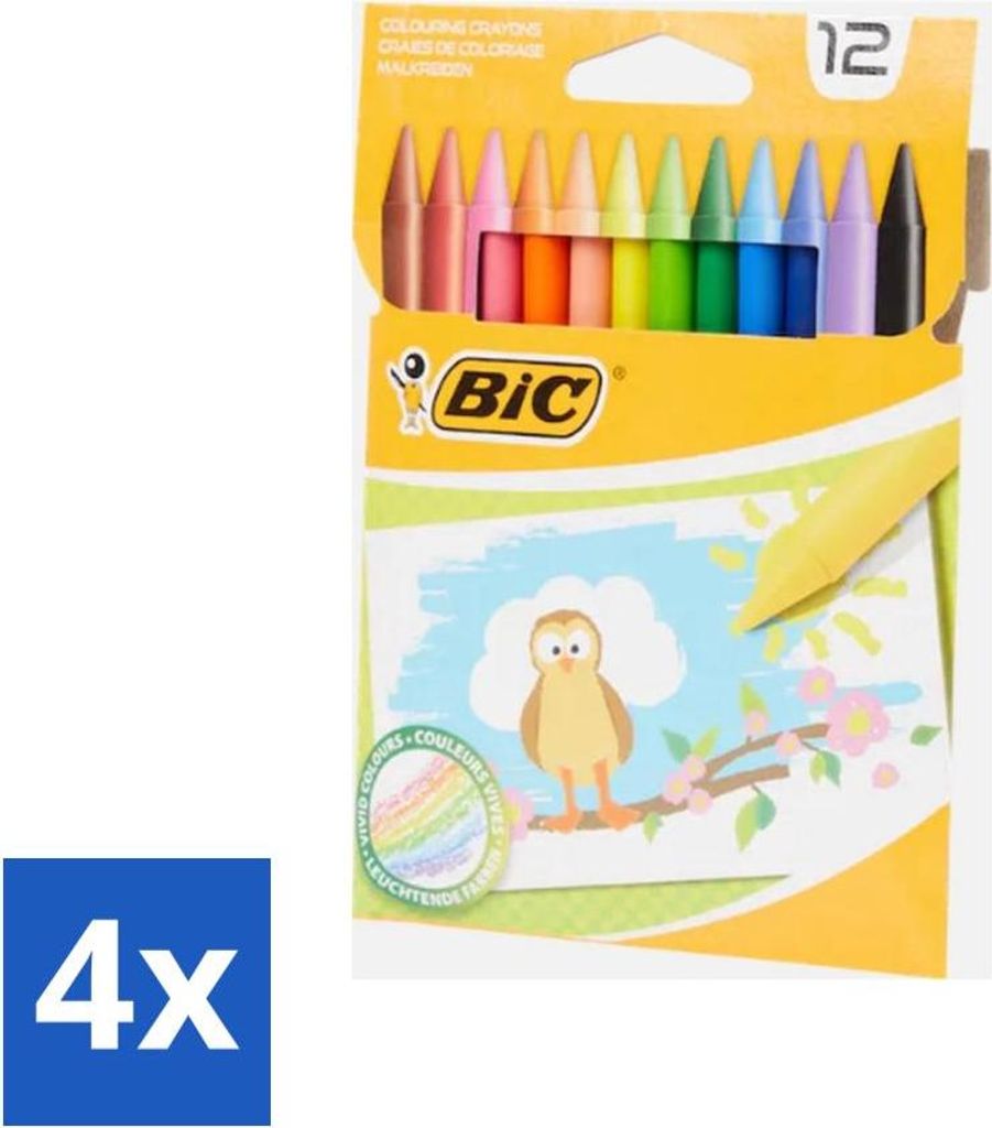 BIC Buntstifte – Verschiedene Farben – 12 Buntstifte - Vorteilspack - 4 Stücke