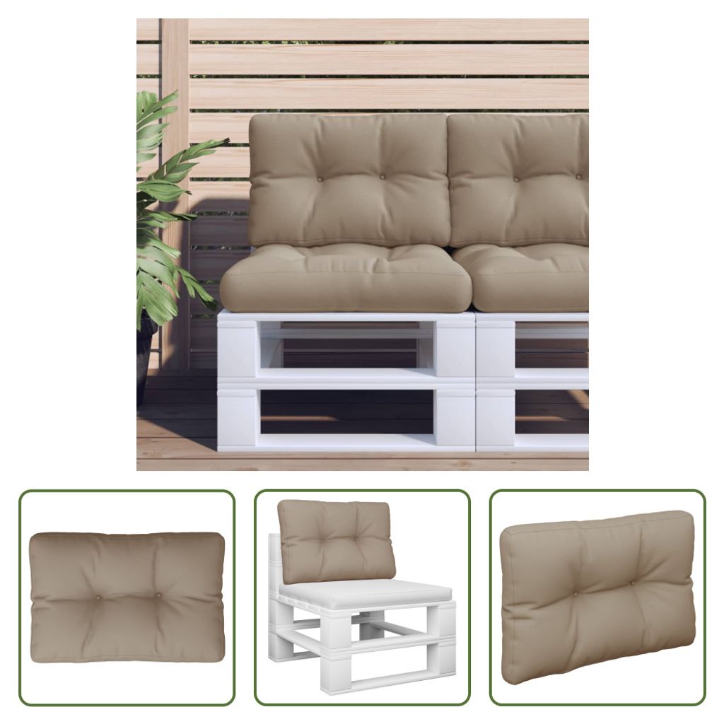 The Living Store Palettenkissen Taupe 60x40x12 cm Stoff