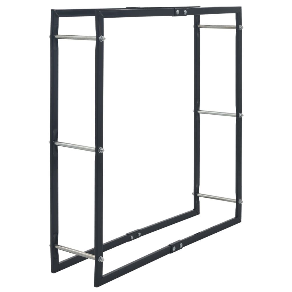 Brennholzregal Schwarz 100×25×100 cm Stahl
