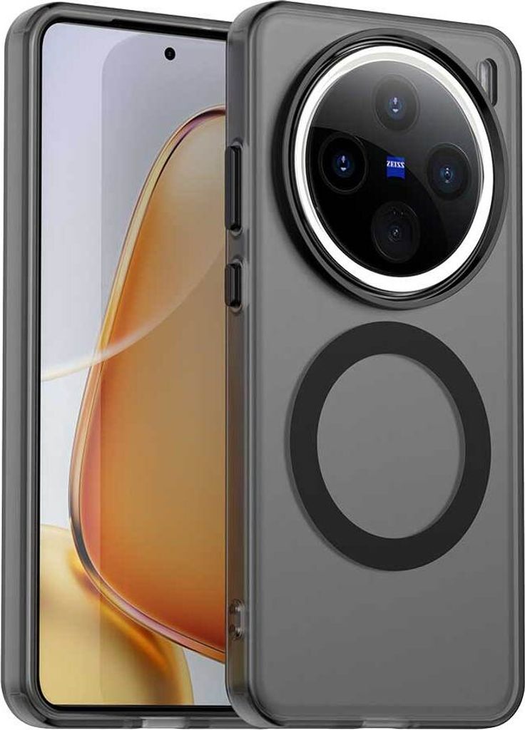 Magnetisch Hülle für vivo X200, Schlank Durchscheinend Matt Stoßfest Handyhülle Schwarz