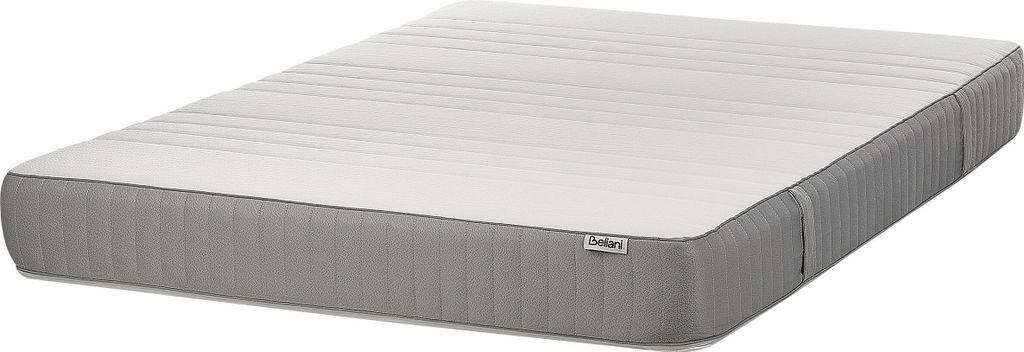 BELIANI Schaumstoffmatratze Mittel Weiß u. Grau 140x200 cm 20 cm Hoch Abnehmbarer Bezug Reißverschluss 7 Zonen Matratze für Doppelbett