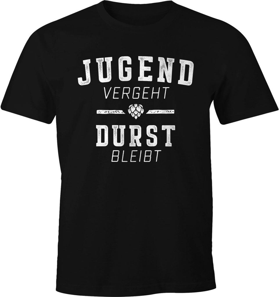 Lustiges Herren T-Shirt mit coolem Spruch Jugend vergeht Durst bleibt Fun-Shirt Moonworks schwarz 4XL