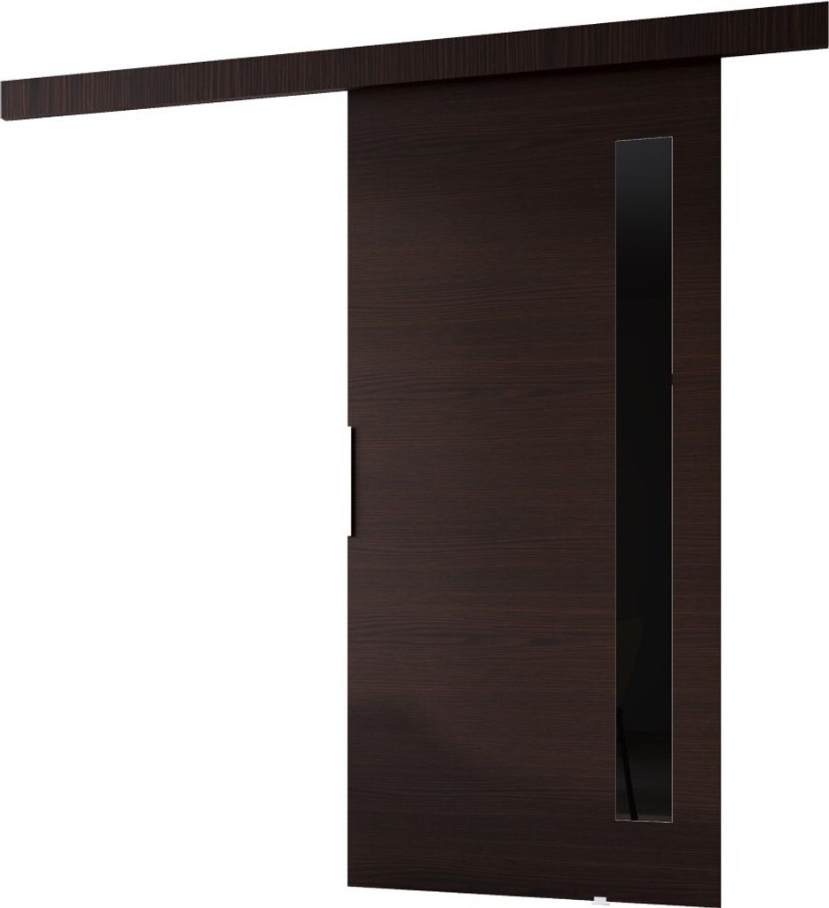 Minio, Schiebetür "CLEAN G", mit schwarzem Dekorelement, Zimmertür, 106cm, Wenge Farbe