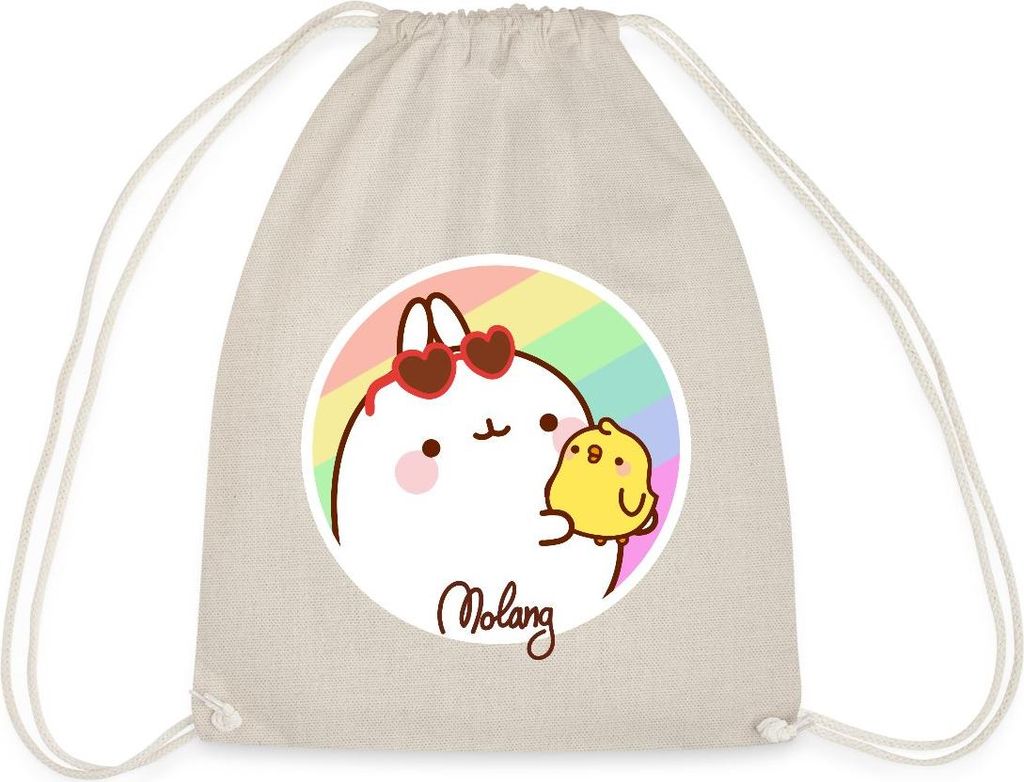 Spreadshirt Molang Piu Piu Regenbogen Turnbeutel, One size, Natur