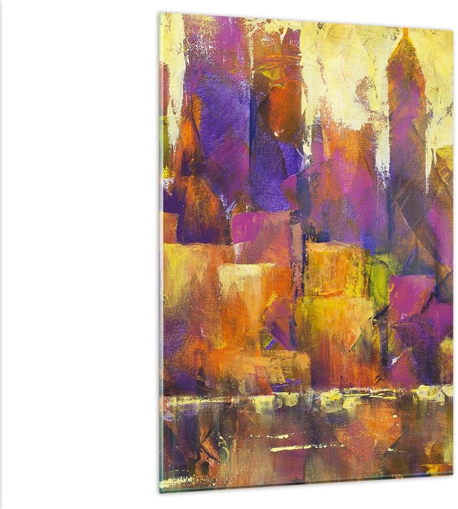 Bilder auf glas - Einteilig - Abstraktion Stadt Wolkenkratzer - 80x120cm - Glasbilder - Wandbilder - Bilder - Wanddekoration aus Glas - Glas Bilder...
