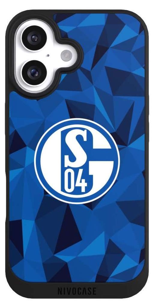 NIVOCASE Handyhülle für Apple iPhone 16 Hülle NIVOpure Case Schwarz Camouflage FC Schalke 04 Muster