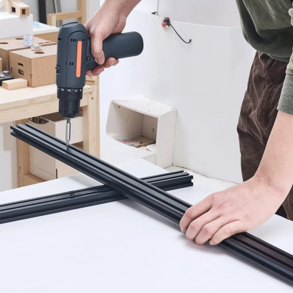 set di 5 profili in alluminio 1200 mm scanalatura a T 2040 - profilo in alluminio estruso, guida lineare anodizzata, profilo a scanalatura standard - per stampanti 3D, macchine CNC e incisioni laser fai da te, nero - 8