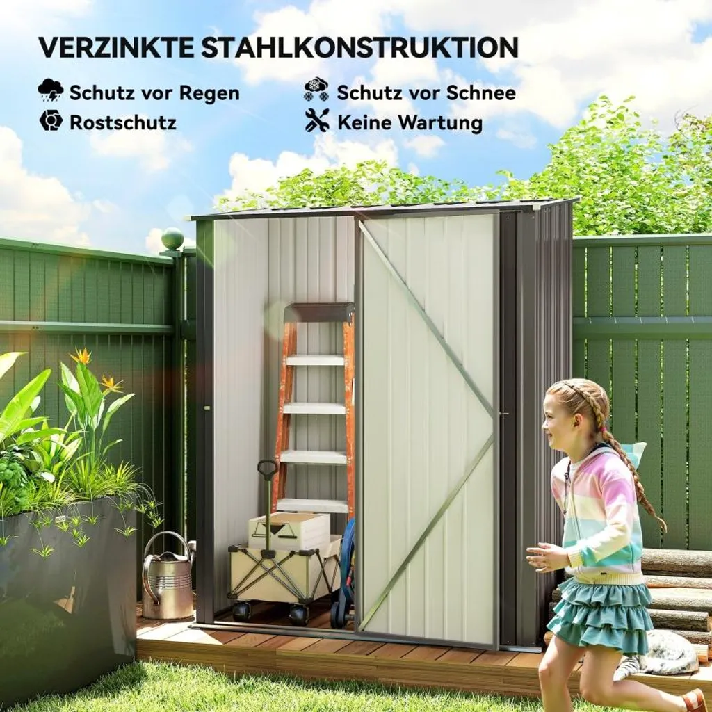 Abri de jardin résistant aux intempéries structure acier noir 196cm - 4