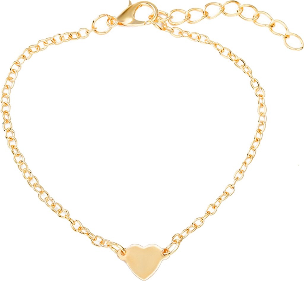 Frauen minimalistische Liebe Herz Charm Armband Armreif Schmuck Valentinstag Geschenk-Golden