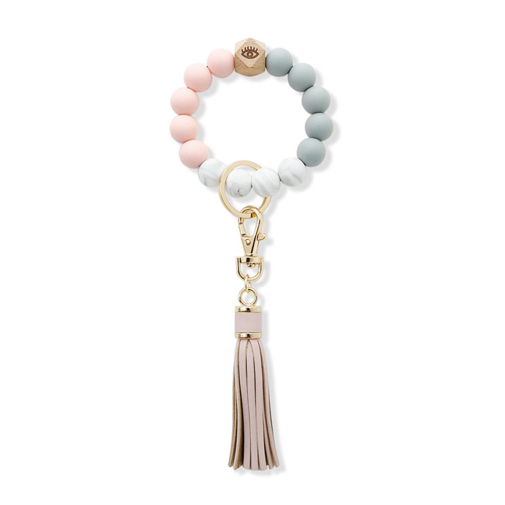 Armband-Schlüsselanhänger, tropfenfeste Quaste, Silikon, tragbarer Armband-Schlüsselhalter für Frauen-Rosa