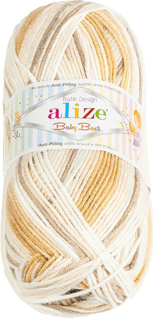 Garn BABY BEST BATIK - 100g / 240 m - Beige, Braun, Weiß