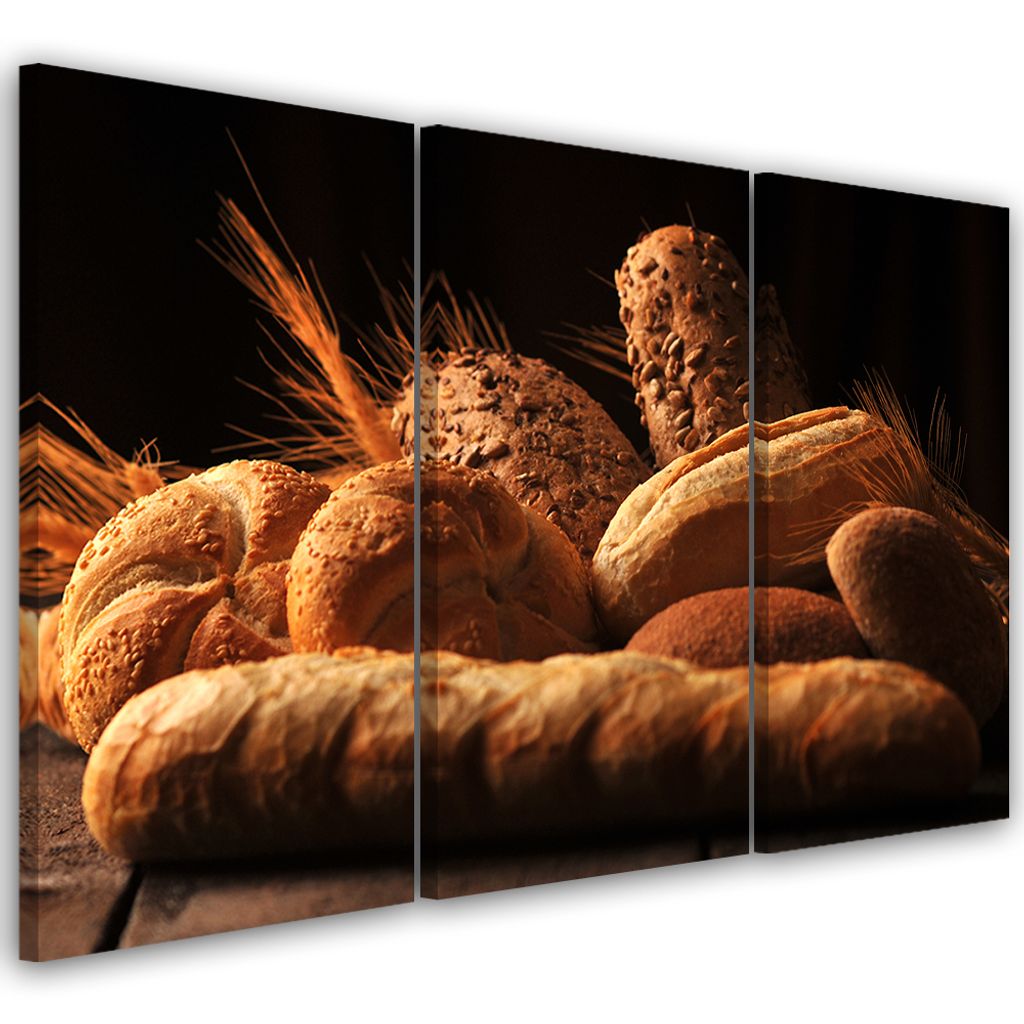 Triptychon auf leinwand lebensmittel und getränke - braun 90x60 cm Feeby braun wandbild bereit zum aufhängen