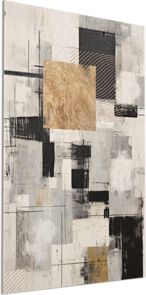 DEQORI Holzbild 60x90 cm 'Schimmernde Ordnung' Bild auf Holz Wandbild Kunstdruck