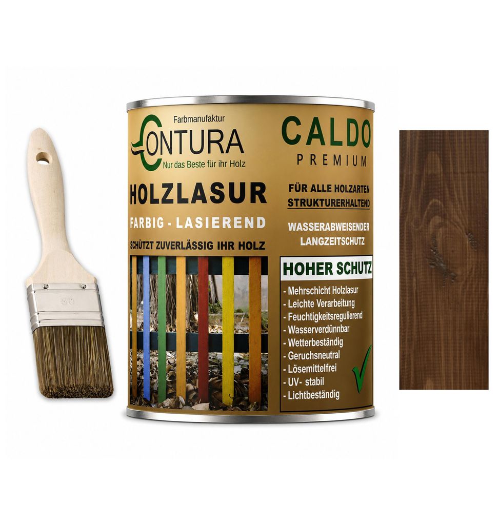 Contura Holzlasur Langzeitschutz Lasur + Pinsel Holz Außen Produktbild 