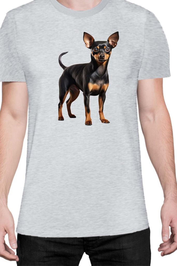Herren T-Shirt Dogs Breeds Miniature Pinscher Dog Breed 005, Man XL / Grau