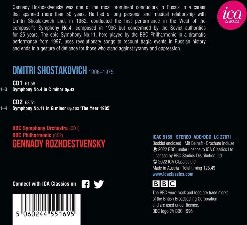 Coffret double CD Symphonies 4 et 11 édition collector remastérisée - 2