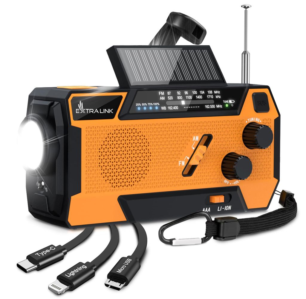 Radio d'urgence Extralink à énergie solaire et à manivelle, Image du produit 