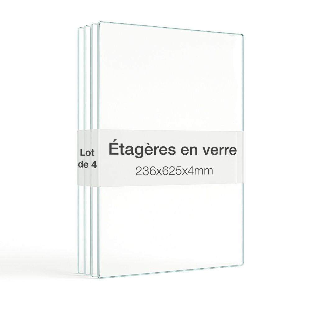K-Möbel Tablette en verre, jeu de 4 tablettes en verre pour Image du produit 