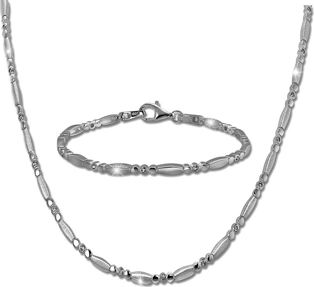 SilberDream Zirkonia Schmuck-Set Collier Armband 925er Silber Damen SDS458W