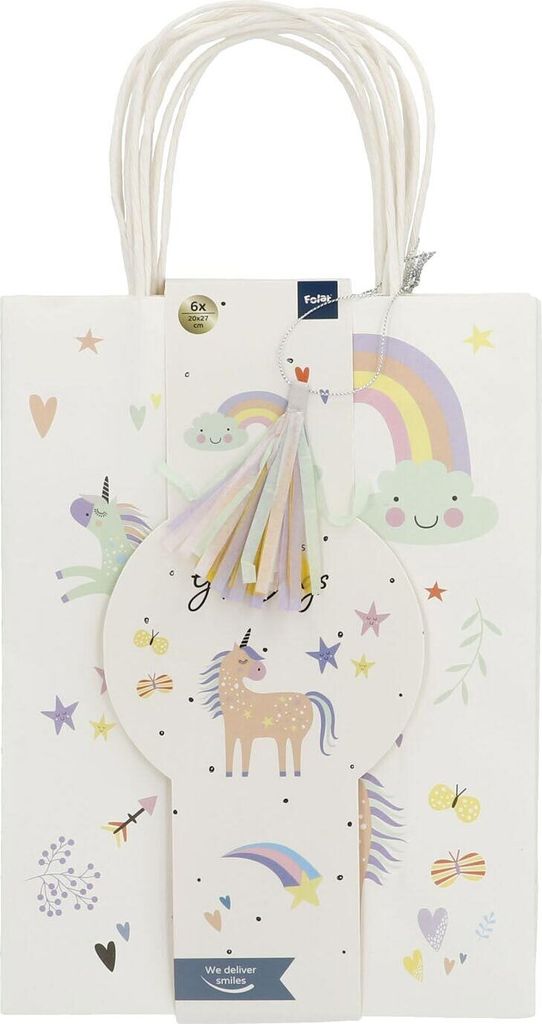 Folat BV Hand -Out -Taschen Einhörner Regenbogen, 6st.