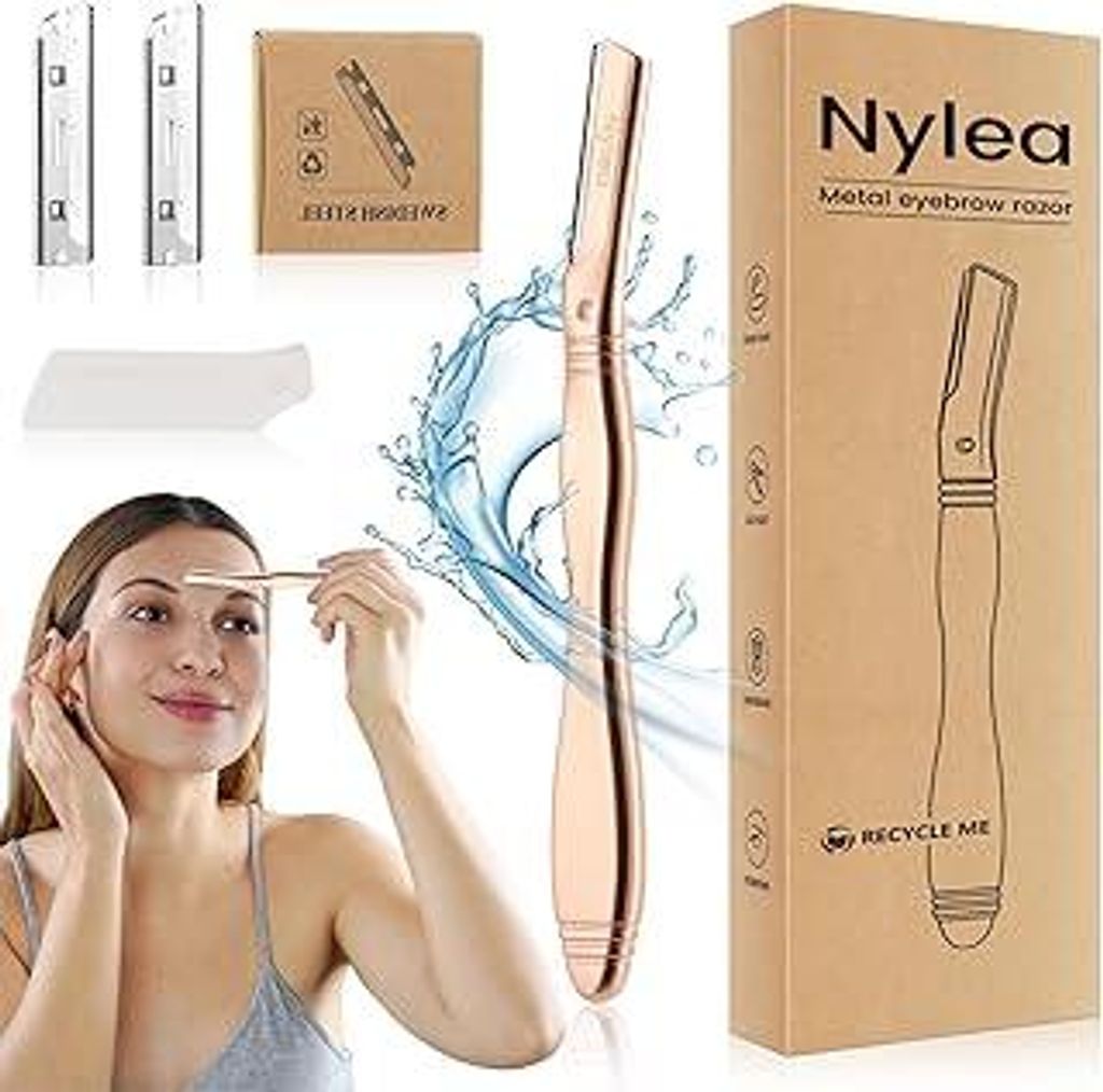 Augenbrauenrasierer, Edelstahl Gesichtsrasierer für Frauen & Männer – Mehrzweck Peeling Rasierer für Dermaplaning mit 4 Klingen, ideal zur Ent...