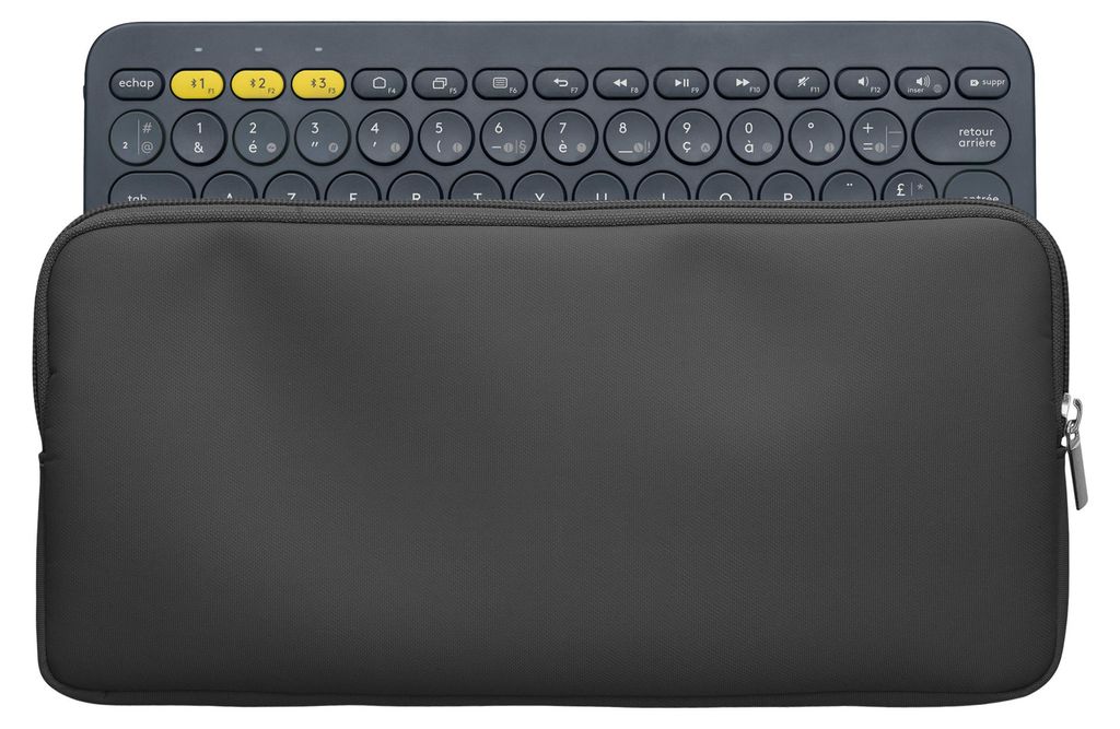 kwmobile Bluetooth Tastatur Cover kompatibel mit Logitech K380 Hülle - Nylon Schutzhülle für Keyboard - Nylon Tasche mit Zipper - Dunkelgrau