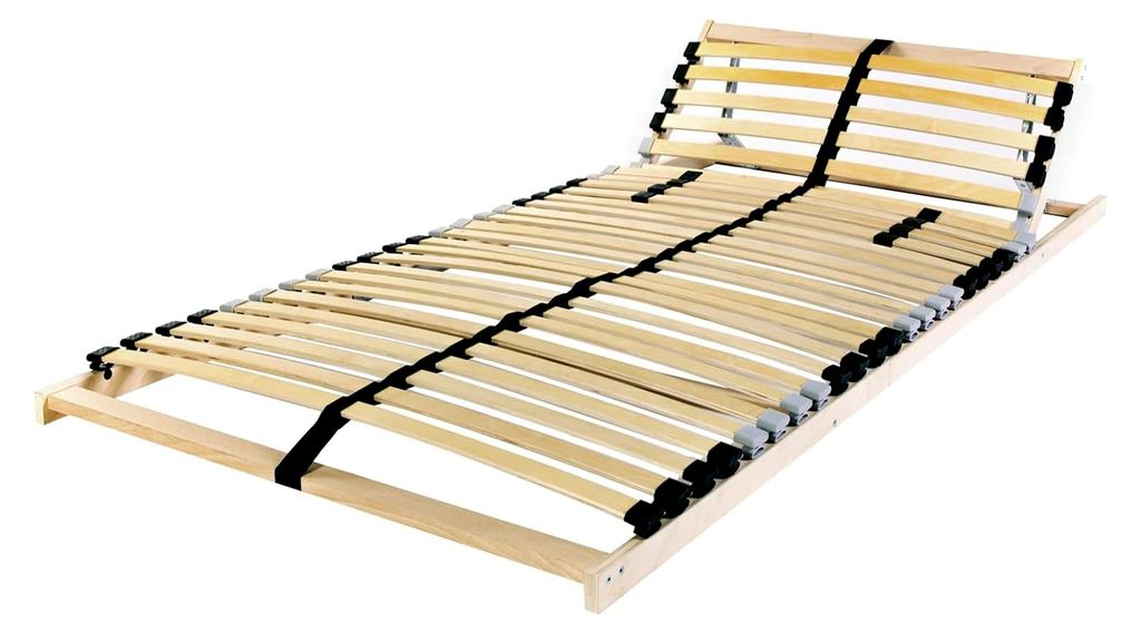 Lattenrost mit Kopfteil Beige 140 x 190 cm Holz, durchgehende Holme für alle Matratzen