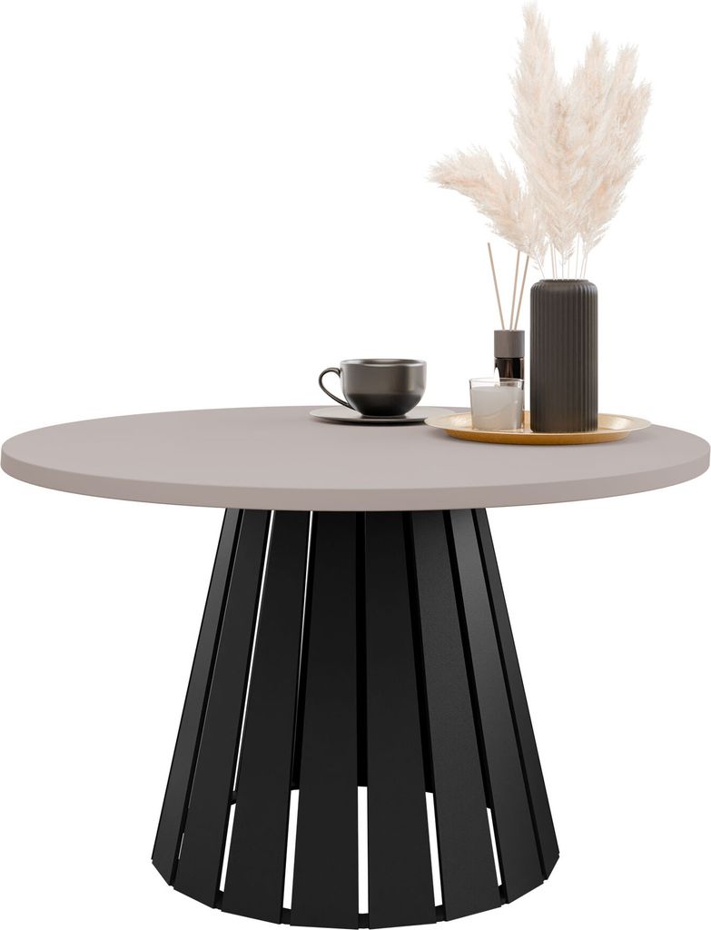 MIRJAN24 Couchtisch Circolo, Wohnzimmer Kaffeetisch, Beine und Seiten aus Stahl (Farbe: Schwarz / Cashmere)